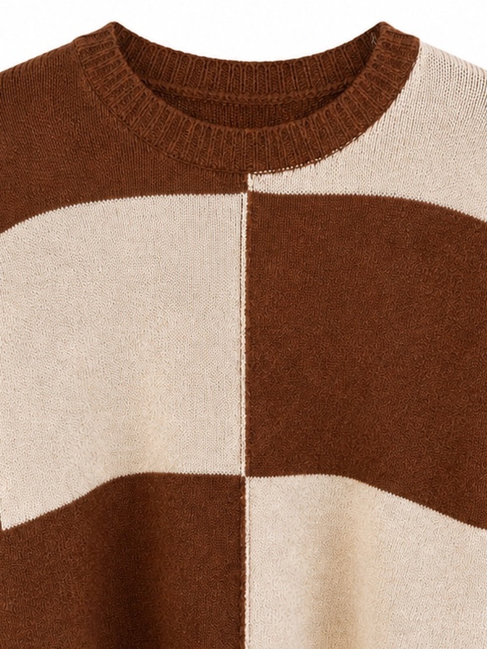 Z Supply Brown & Cream Blocked Crewneck Sweater - Picture 2 of 3